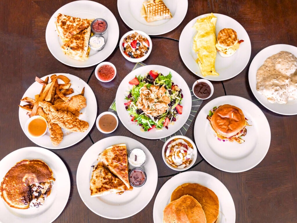 Breakfast and lunch dishes served at A Walk in the Park Cafe